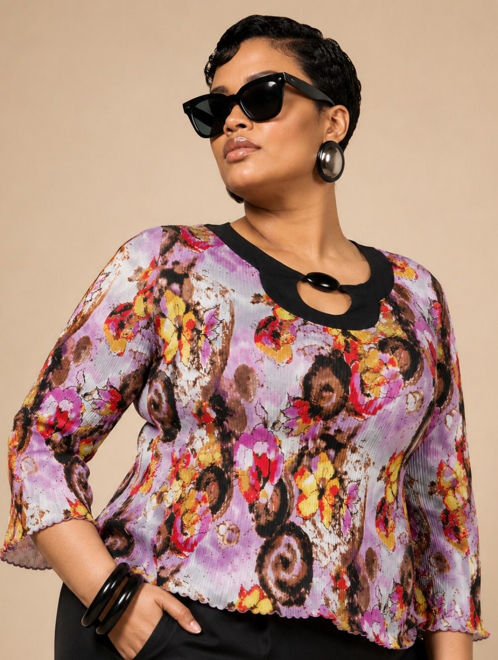 Women's Size Large Watercolor Blouse Chic Unique